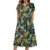 Women's Summer  Casual Floral Print  Round Neck Midi Dress Basic Classic Outdoor Everyday Short Sleeve Loose Dress