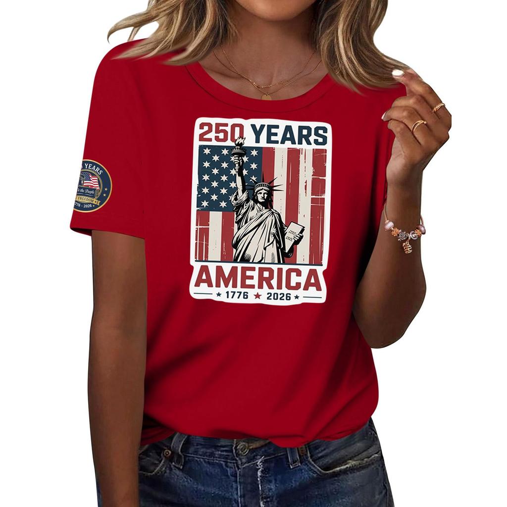 Moda feminina casual estampado manga curta gola redonda pulôver tops