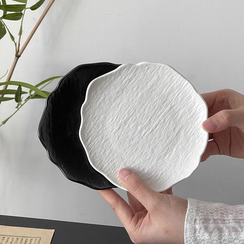 Creative Irregular Rock Texture Cake and Sushi Plate