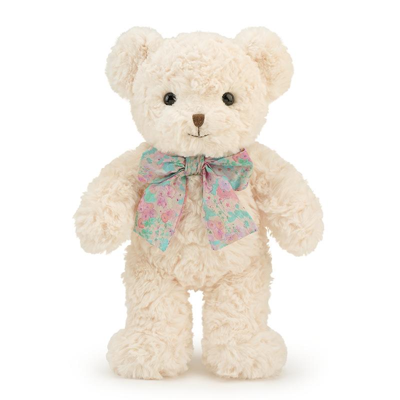 Bow Broken Flower Baby Cuddly Bear Plush Toy Short Pile Material Kids Gift Doll