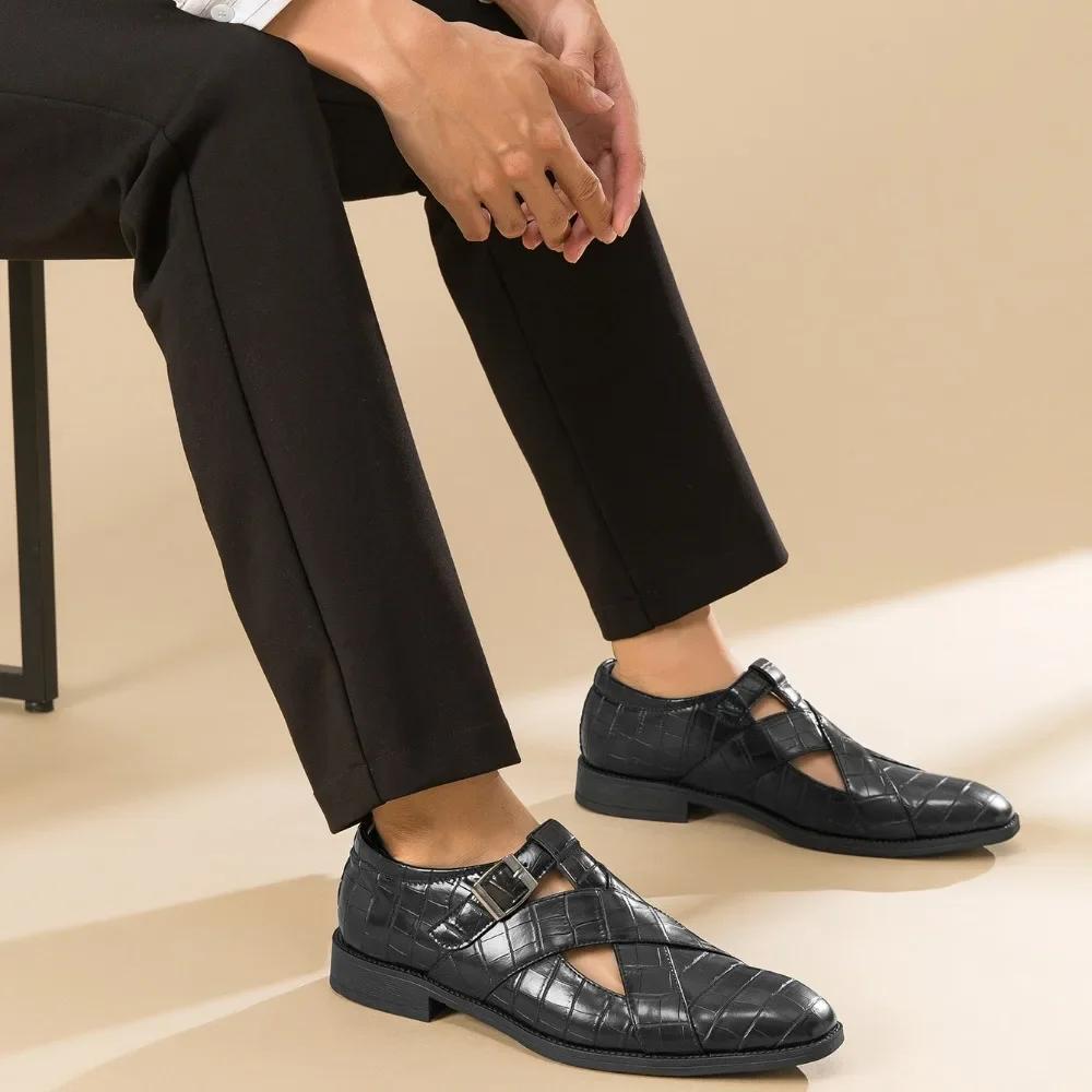 Fashion Men Summer Sandals Baotou Hollow Sandals Roman Shoes Business Casual Leather Shoes Men's Sandal