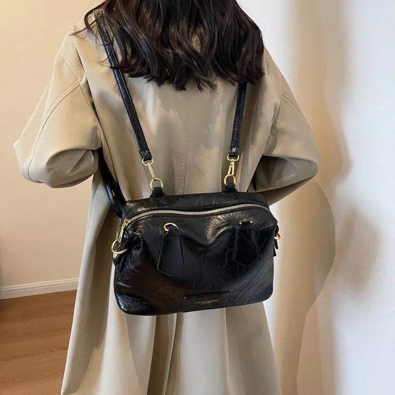 Weiche Einfarbige Damen Henkeltaschen Steckfach Innentasche Lässige Tasche Mode