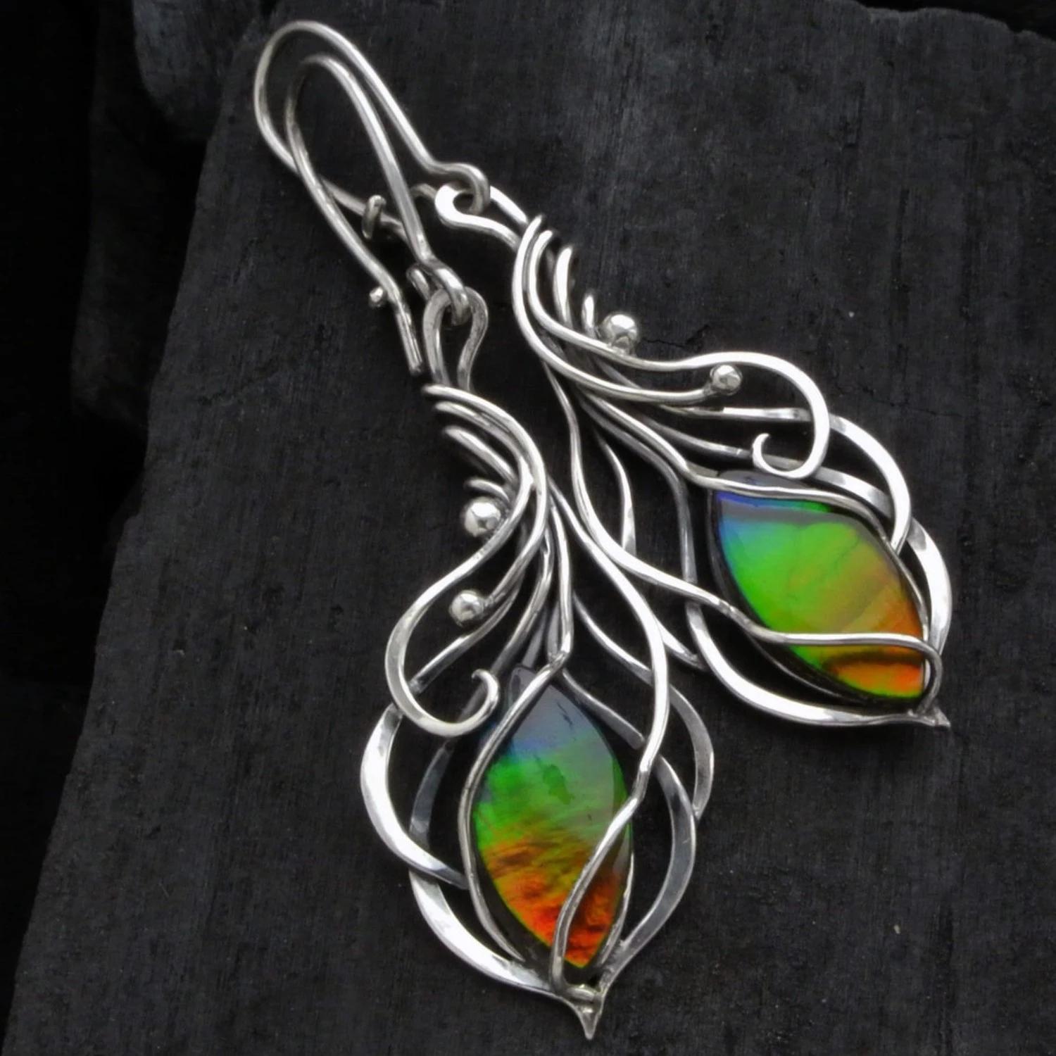 

Ослепительные овальные серьги-крестики Модные серьги-подвески цвета меди с зеленым камнем для женщин