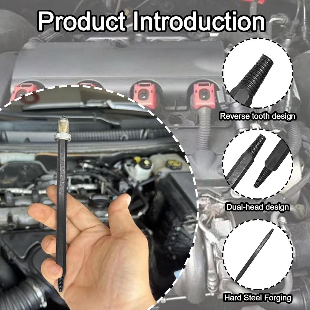 Automotive Broken Bolt Removal Kit Hex Shank Thread Tap Extractor Set Used for Removing Stuck Or Damaged Spark Plugs