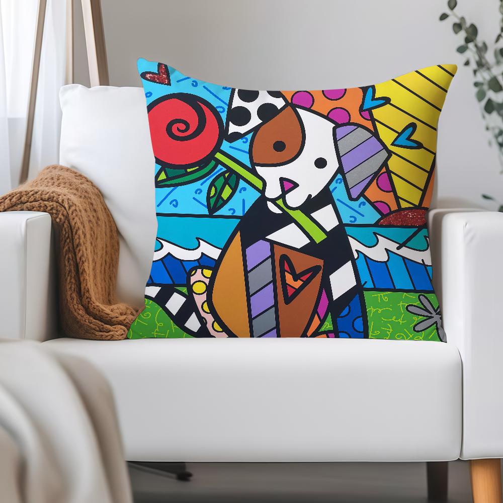 R-romero B-Britto Art Pillow Case Applicable Space For Guest Rooms Interiors Cars Office House Decoration