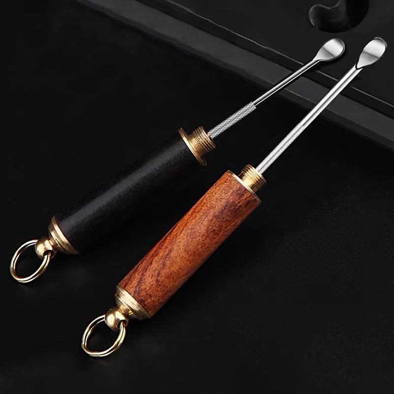 Portable Solid Wood Mini Ear Cleaner Keychains Ear Wax Removal Tool Earpick Cleaning Ears Ear Spoon Attached Key Ring With Cover