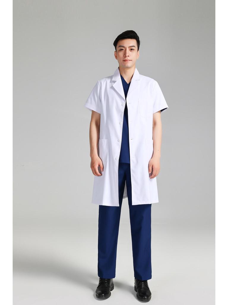 Men's Long/Short Sleeve White Lab Coat for Doctors and Dentists