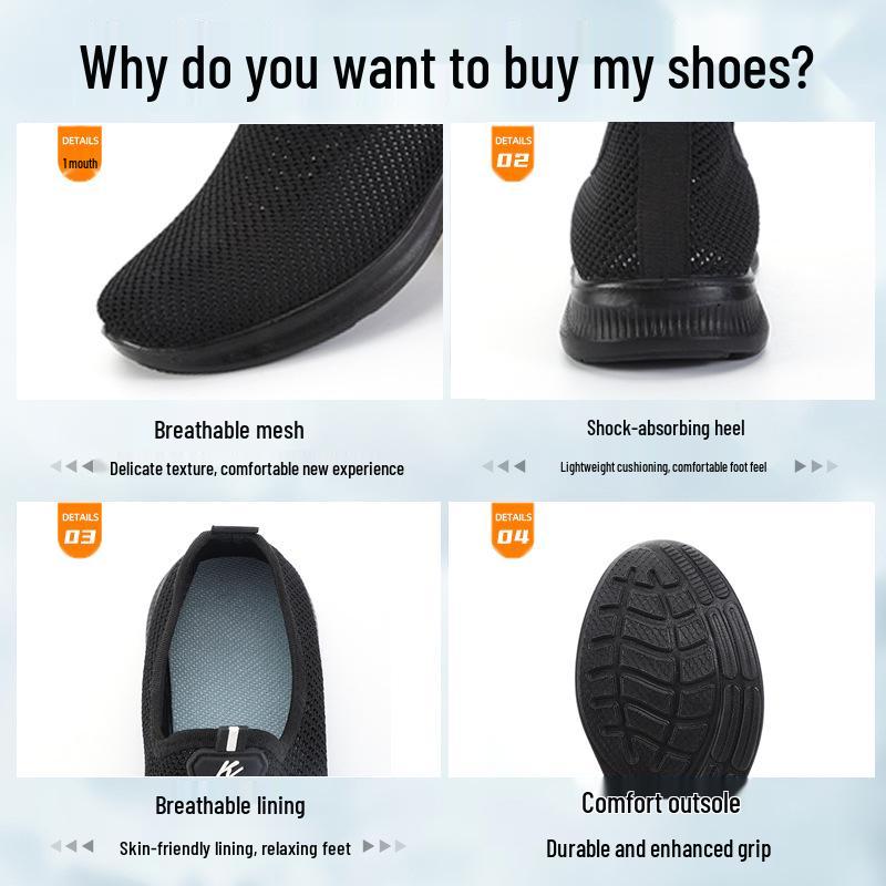 Leichte, atmungsaktive Slip-On-Schuhe aus Mesh für Männer, für mittleres und älteres Alter, modisch und lässig.