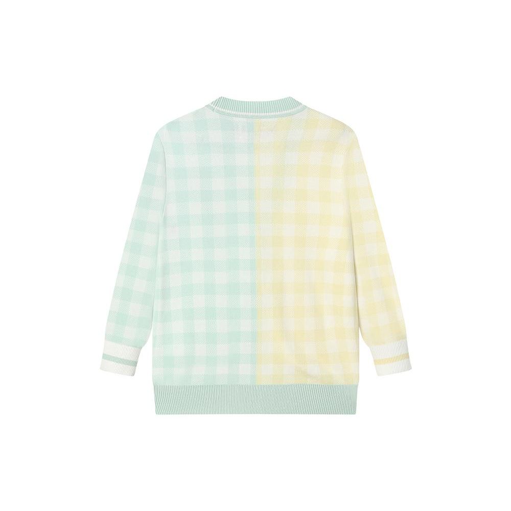 FILA Color Block V-Neck Plaid Knit Cardigan Women outerwear Green F11W228402F-LG