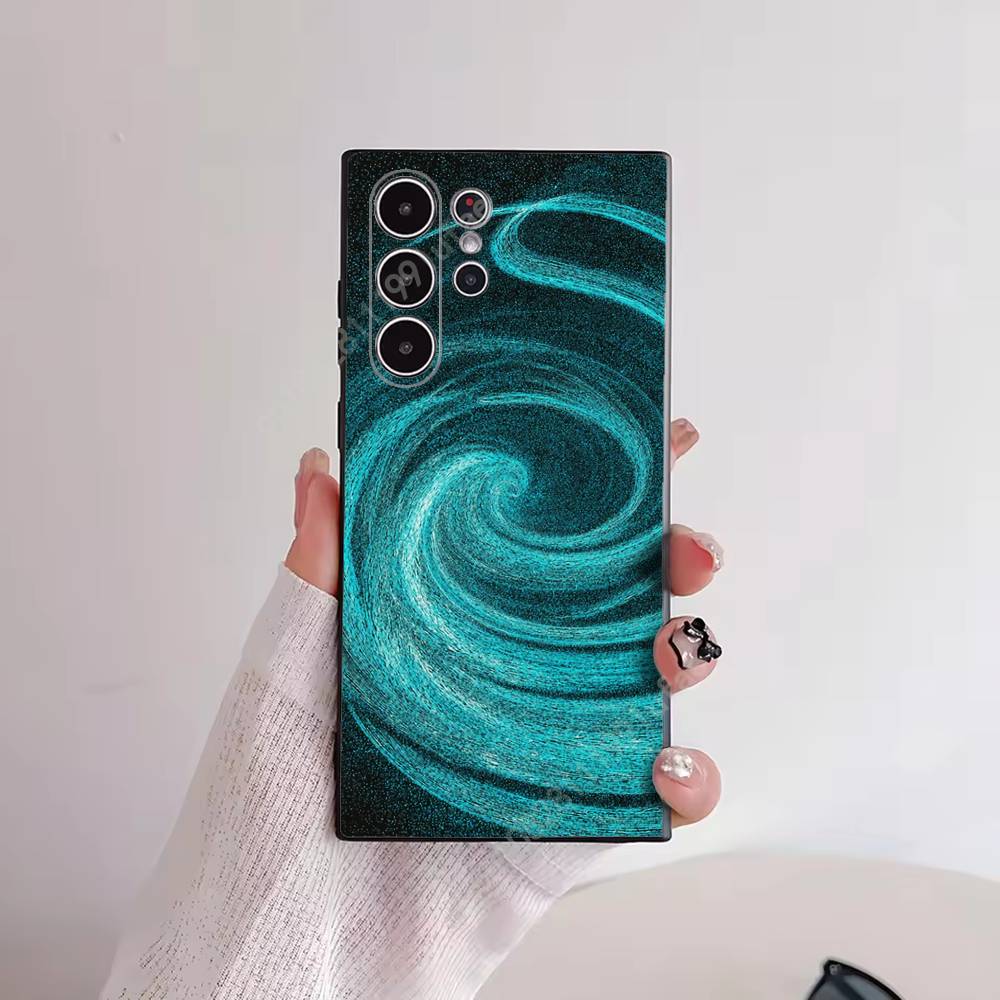 Teal Swirl Vortex Phone Case for Samsung Galaxy S30 26 25 Ultra Plus S24 23 22 FE Lite S21 20 TPU Cover