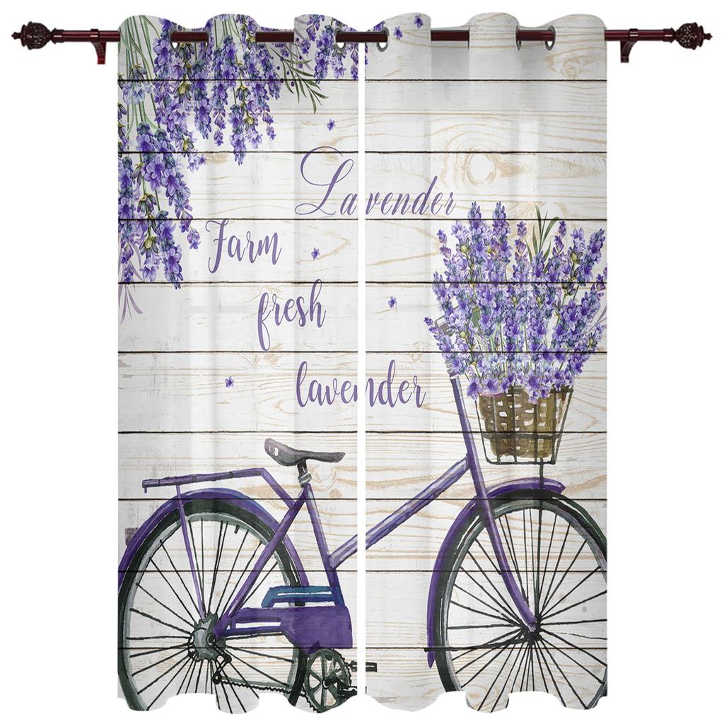 Pastoralen Stil Lavendel Fahrrad Fenster Vorhang Home Decor Vorhänge für Wohnzimmer Schlafzimmer Küche Tür Vorhang