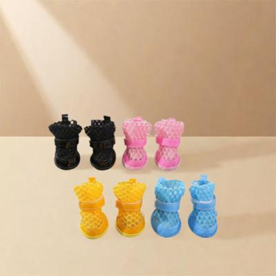 4 Pcs Wear Resistant Dog Mesh Shoes Anti-slip Anti-dirty Dog Foot Covers Anti-fall Breathable Dog Sandals Walking The Dog