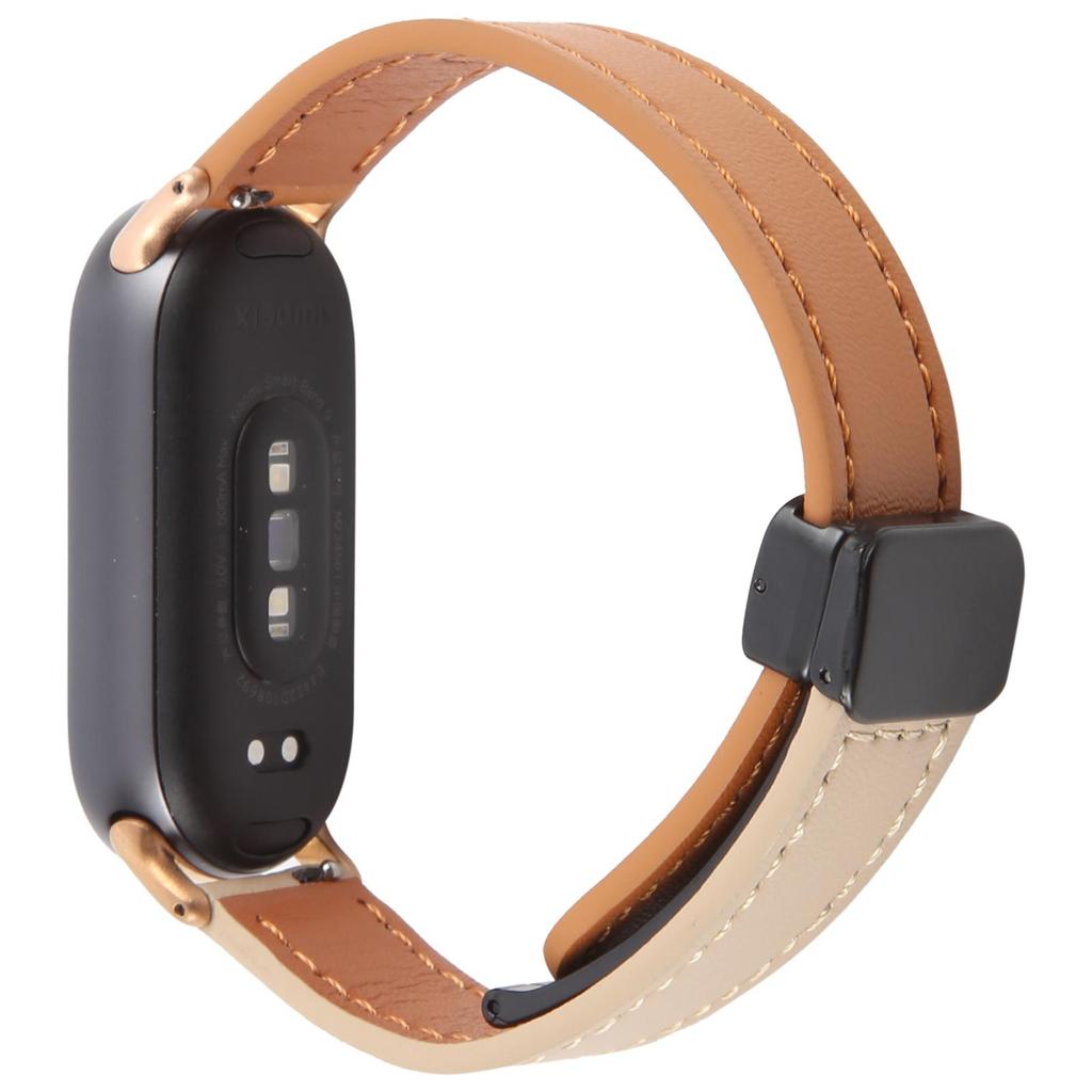 Für Xiaomi Smart Band 9/8 Faltbares Magnetisches Schwarzes Schnallen Mikrofaserleder Uhrenarmband