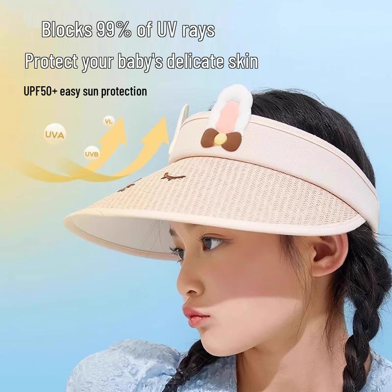 Children's Summer Sun Hat with UV Protection - Breathable, Large Brim, Cute Cartoon Design