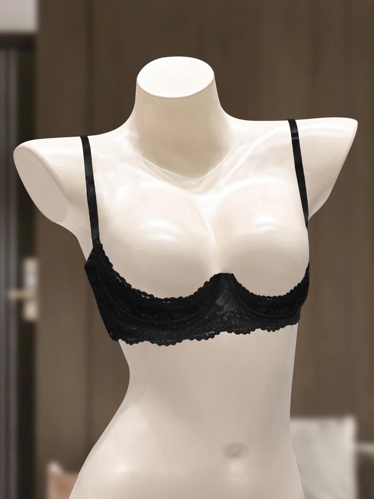 Ultra-thin Lace Quarter and a Half Cup Bra Exposed, Steel Ring Supported On Top, Small Breasts Gathered, Erotic Underwear Women