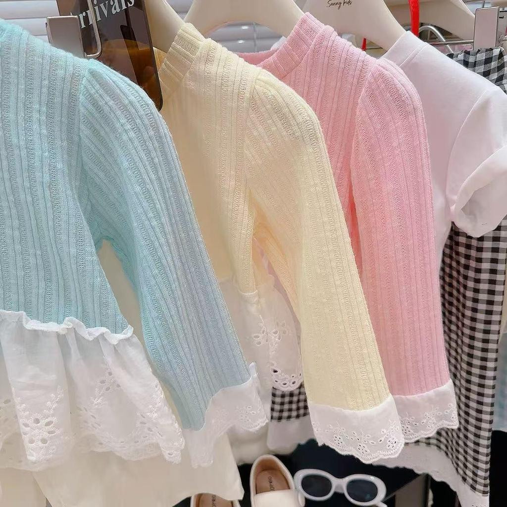 Girls' Stylish Lace Patchwork Top & Yamamoto Pants Set - Spring/Autumn 2025 Trend