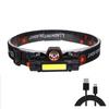 Waterproof Rechargeable LED Headlamp with Magnetic Base Lightweight Adjustable Bright Light for Camping Cycling Running Fishing