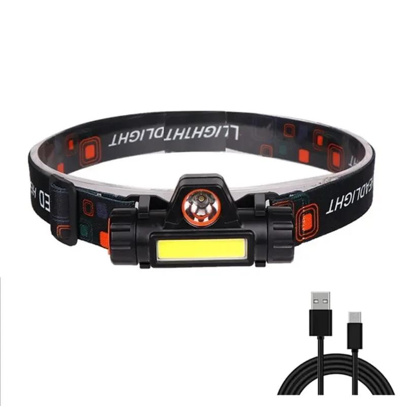 Waterproof Rechargeable LED Headlamp with Magnetic Base Lightweight Adjustable Bright Light for Camping Cycling Running Fishing