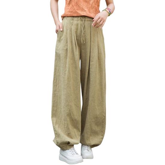 

Женские повседневные брюки Эластичная талия Регулируемый шнурок Однотонные брюки с широкими штанинами Однотонные брюки гаремы M светло-зеленый