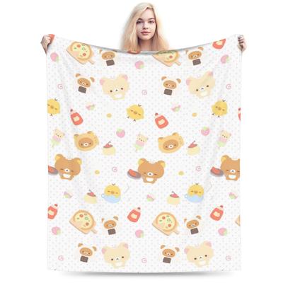 Cartoon Rilakkuma Blankets Flannel Autumn/Winter  Portable Warm Throw Blankets for Bedding Couch Bedspreads