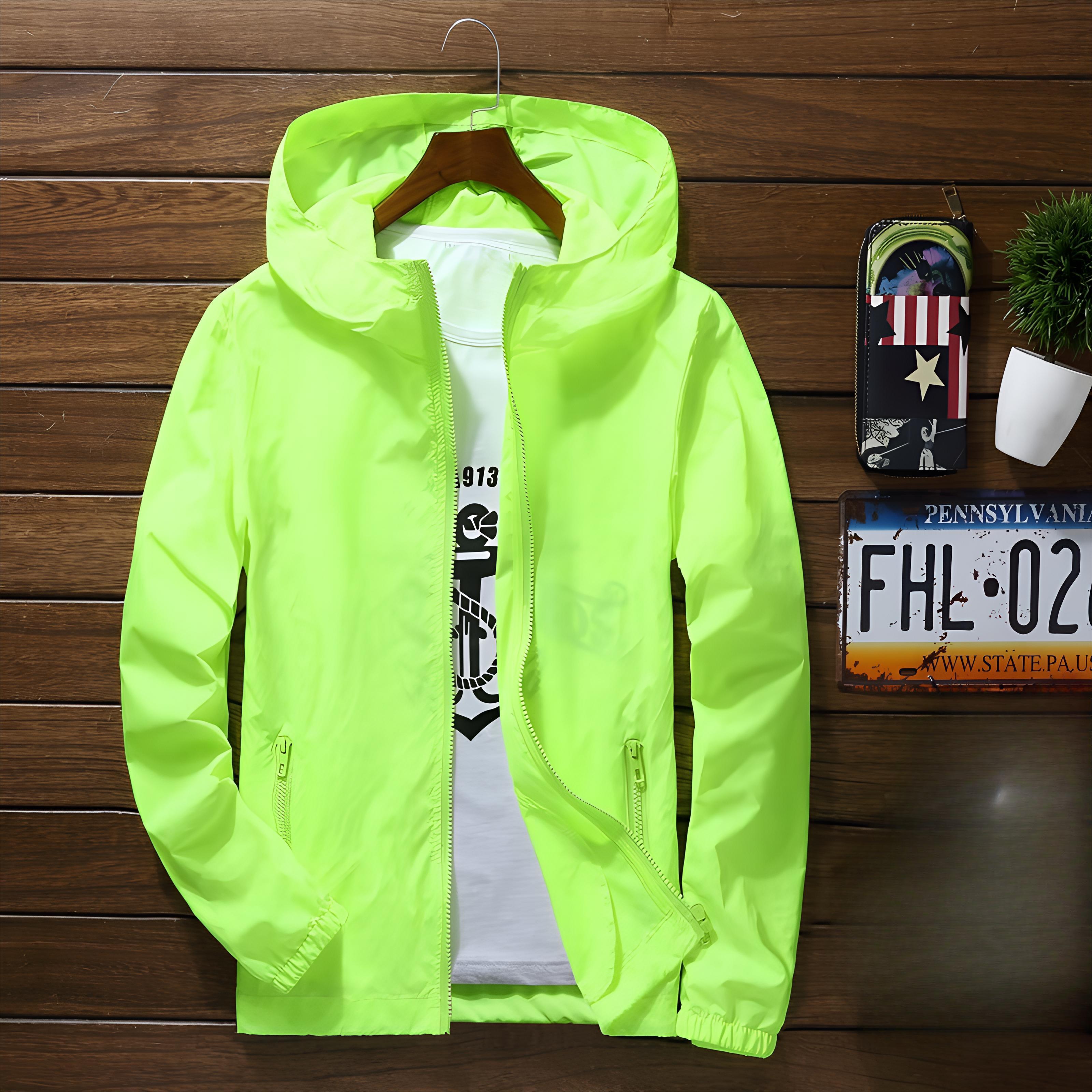 

Тонка швидковисихаюча вітровка унісекс: Дихаючий, сонцезахисний, великих розмірів для занять спортом на свіжому повітрі XXXL фарби люмінесцентні зелений колір