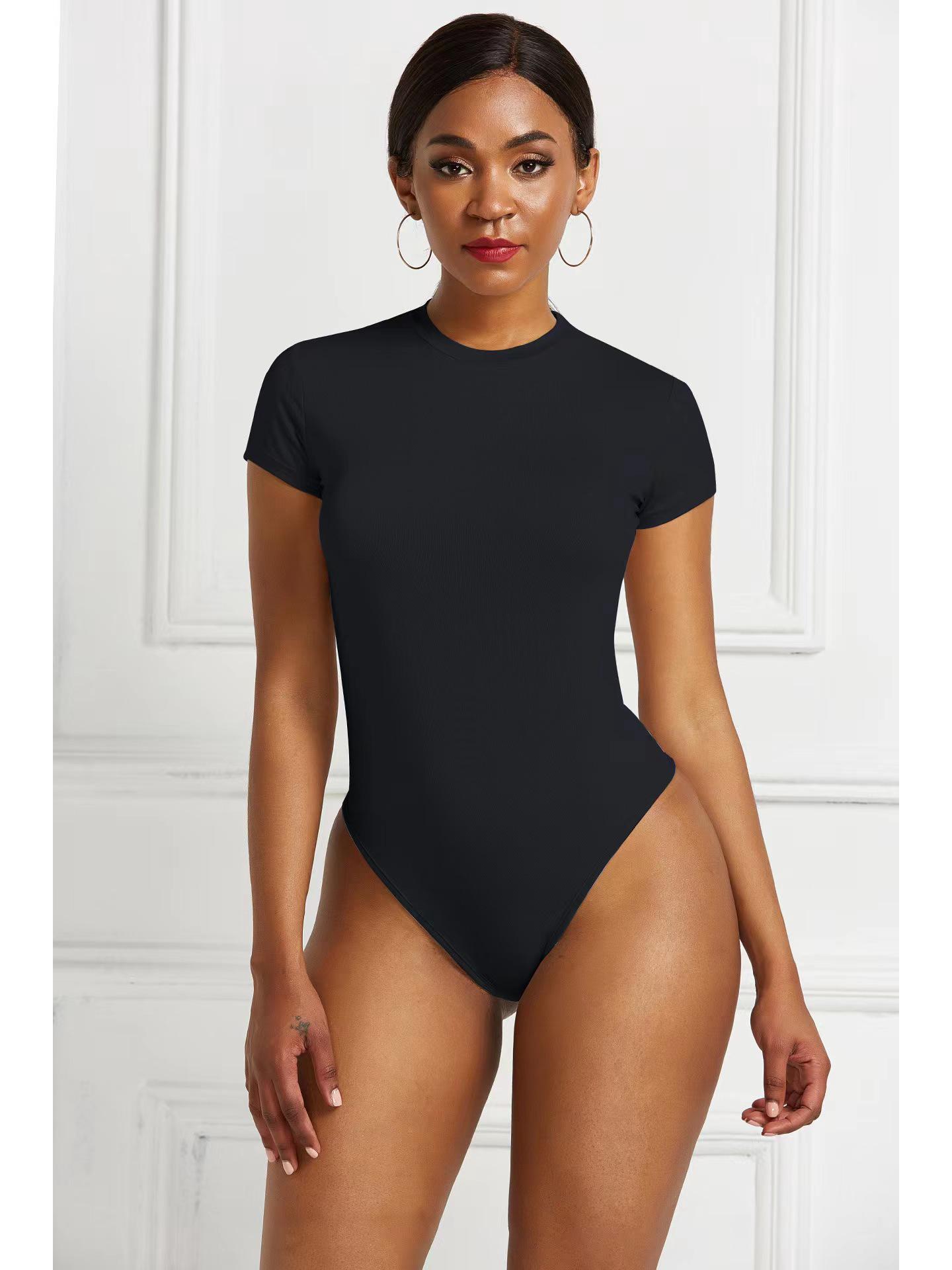 

Хит продаж европейский и американский однотонный боди с круглым вырезом - Формирующий фигуру базовый слой XXL чёрный