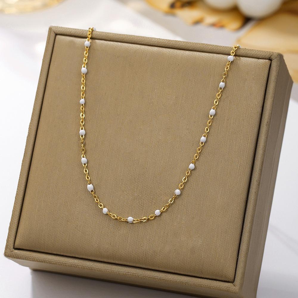 Bohemia Fashion Stainless Steel Handmade Chain Colorful Dripping Oil Necklace for Women Collar Chain Jewelry Accessories Gifts