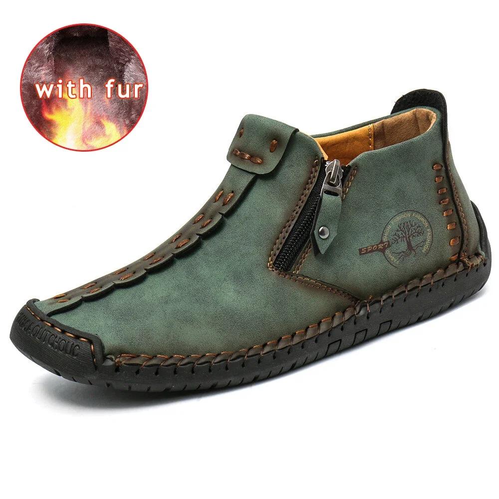 Fashion Autumn Men Boots Handmade Casual Ankle Boots For Man Winter Boot With Fur Keep Warm Shoes Male Hombres Botas