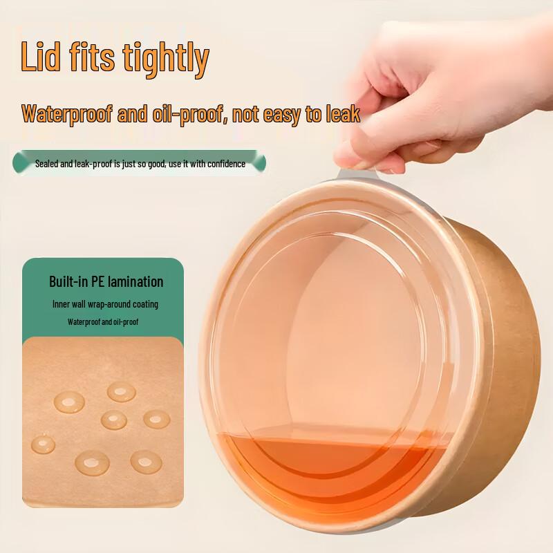 Yuanzhenhe Disposable Round Kraft Paper Takeaway Boxes