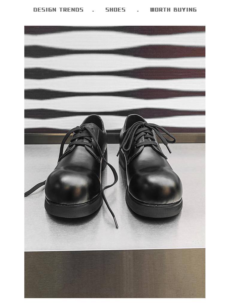 2024 Men's Shiny Round Toe Formal Height-Increasing British Workwear Shoes