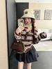 Korean Style One-Shoulder Contrast Stripe Patchwork Long-Sleeve T-Shirt with Spaghetti Straps for Women - Spring/Autumn Chic Top