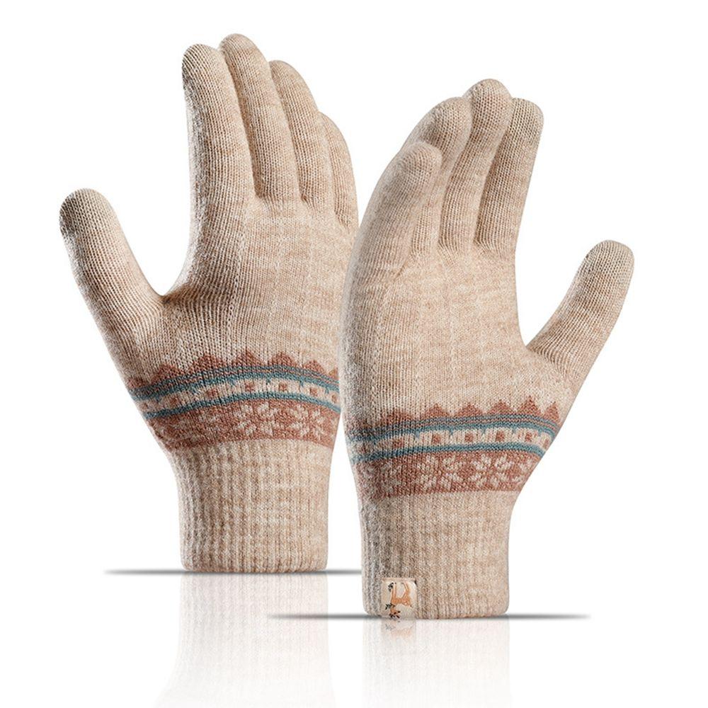 Snowflake Pattern Jacquard Female Gloves Wool Mittens  Gloves Knitted Cashmere Gloves