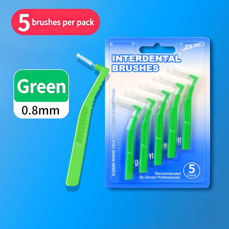 L Shaped Interdental Brushes Set 2 5Pcs Portable Soft Bristle Tooth Gap Cleaner Dental Floss Stick for Home Travel Use