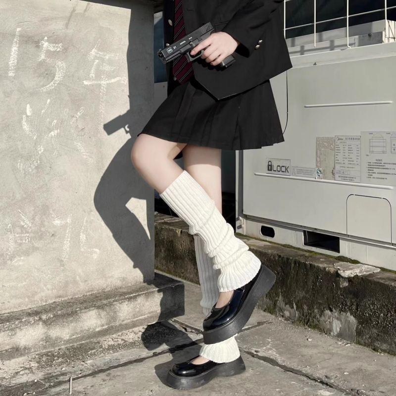 JK 70cm Leg Warmer Y2K Punk Gothic Knitted Foot Cover Crochet Socks Boot Cuffs 1Pair High Quality Foot Warmers JK Bubble Socks