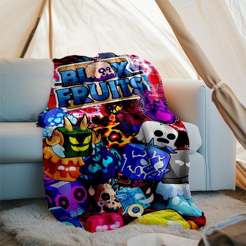 Coperta Stampata Tema Blox Fruits - Perfetta per Divano, Letto, Viaggio e Uso Esterno | Lavabile in Lavatrice, Accogliente e Durevole.