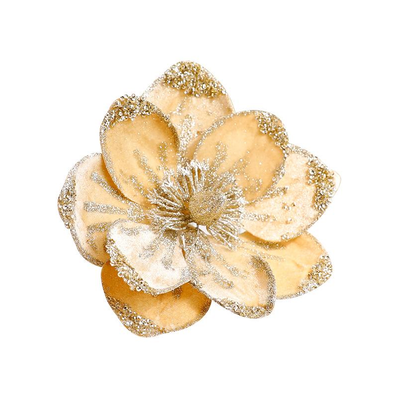 1 Piece of Fabric Flower Sparkling Tree Decoration Christmas Flowers Holiday Sparkling Frosted 22/15cm