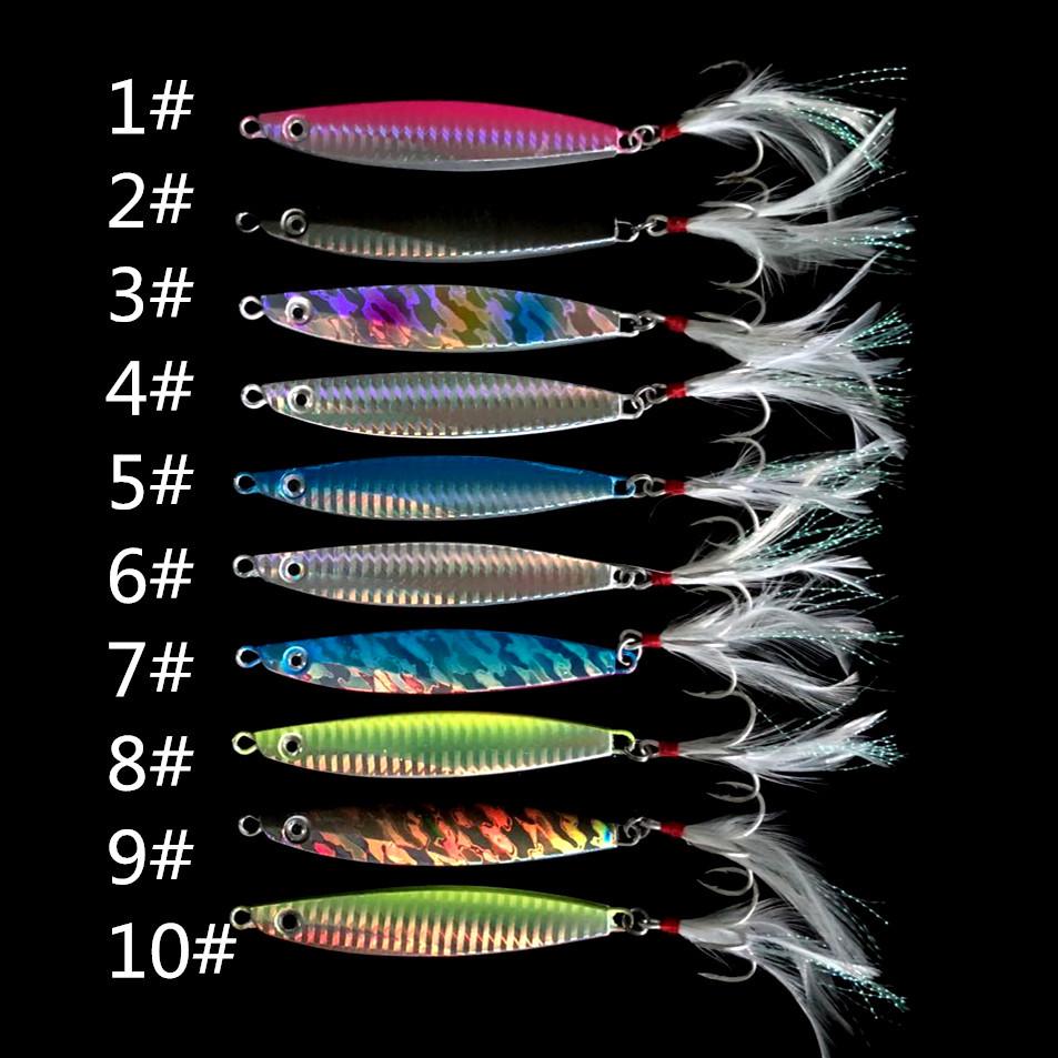 Wanya Blade Shore Casting Чугунная Пластина Приманка для Рыбы (7г-60г) 7g 10 pieces, 10 colors, without hook