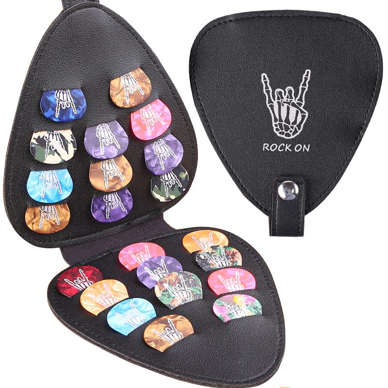 Large Capacity Black PU Leather Guitar Pick Storage Bag