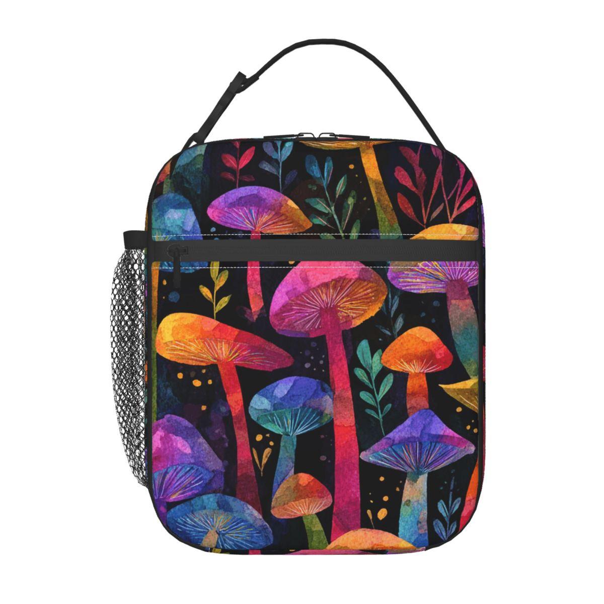 

Colorful Magical Mushrooms Pattern Insulated Lunch Bag for Women Kids Leakproof Food Boxes Thermal Lunch Box Tote One Size
