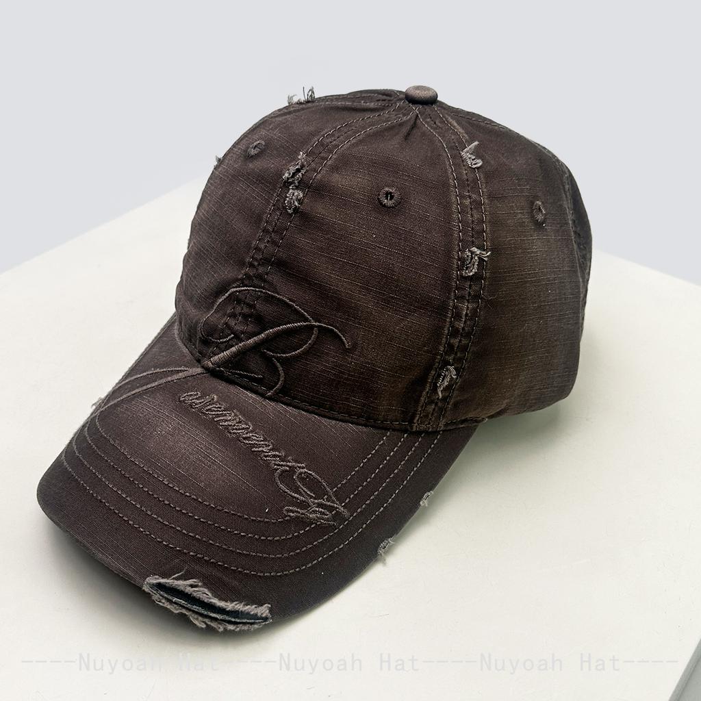 And Women American Vintage Embroidered B Letter Prints Baseball Caps Sun Protection Broken All-Match Personalized Peaked Hats Fashion Street Style