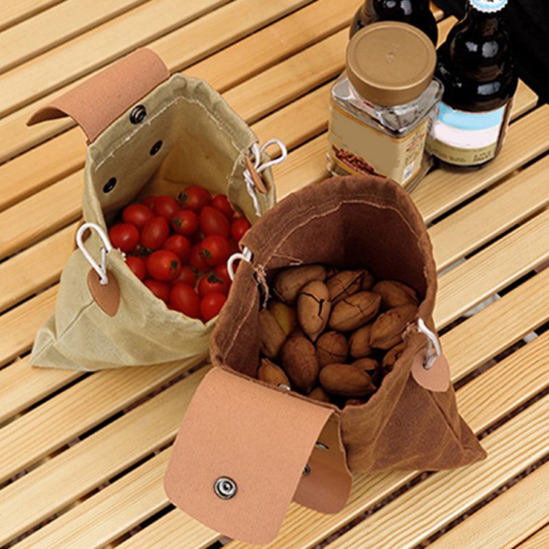 Portable Outdoor Foraging Bag,Fruit Picking Pouch,Collapsible,Berry Puch Storage,Leather Bushcraft Canvas Bag,Hiking and Camping