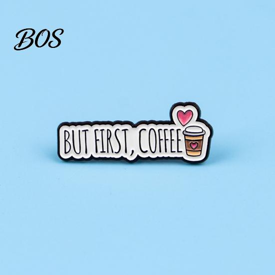 Non-oxidizing Brooch Pin, Coffee Slogan Design Brooch, Thickened Zinc Alloy Badge, Oil Paint Enamel Stable Buckle Pins for Clothes Hats Backpacks Pin