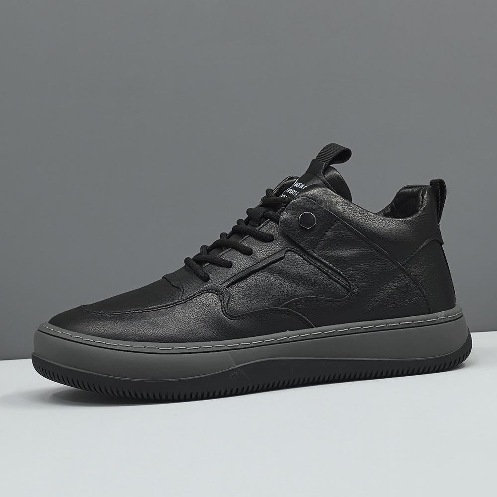 Кожаные высокие кеды повседневная обувь осень и зима велюровые теплые высокие ботинки 38