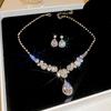 Luxus Perlen- & Diamant-Wassertropfen-Ohrring- & Halsketten-Set - Elegante High-End Damenmode