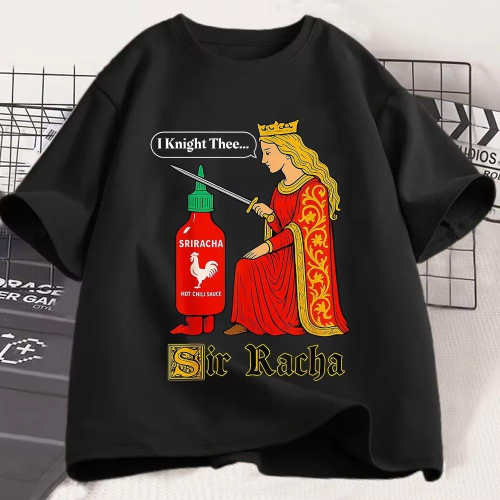 Tričko Sir Racha Funny Chili Sauce Pánské Dámské Oblečení Vysoce Kvalitní Ležérní Trička s Krátkým Rukávem Retro Módní Trička