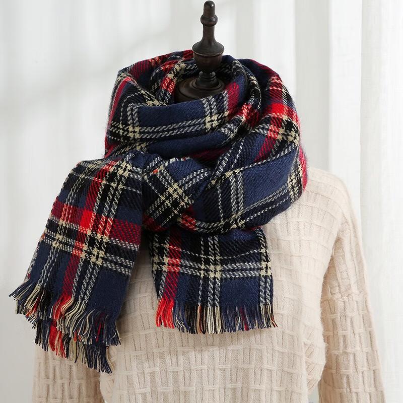 Fumai De Double-Sided Plaid Winter Scarf