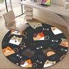 1pc Cats Fishbone Office Round Area Rug, Under Office Chairs Bedroom Living Room Home Decor, Room Deco