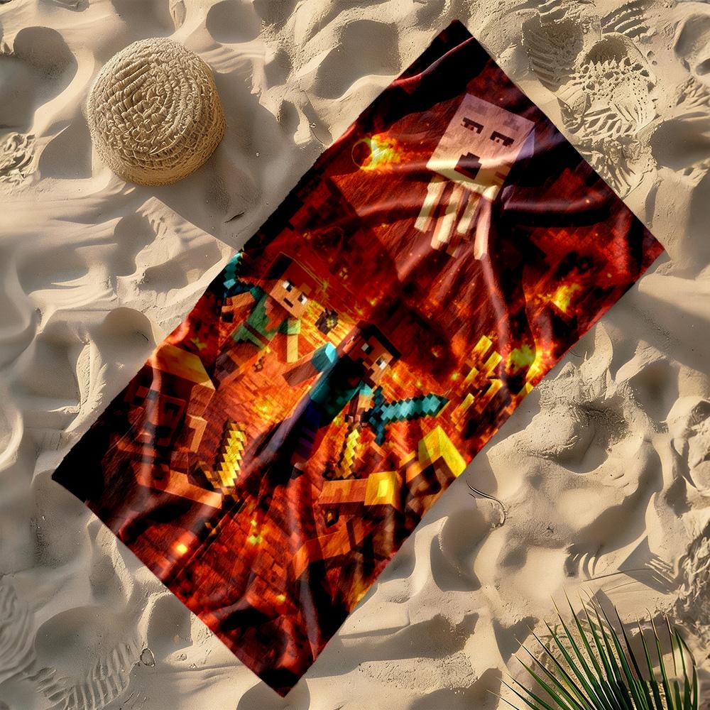 Minecraft Beach Towel Super Soft Microfiber Quickdry Fabric Comfortable Lightweight Perfect for Traveling Yoga Camping and Swimming
