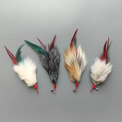 2pcs Random Color Feather Pet Cat Toy Replacement Head Fur Interactive Kitten Toys