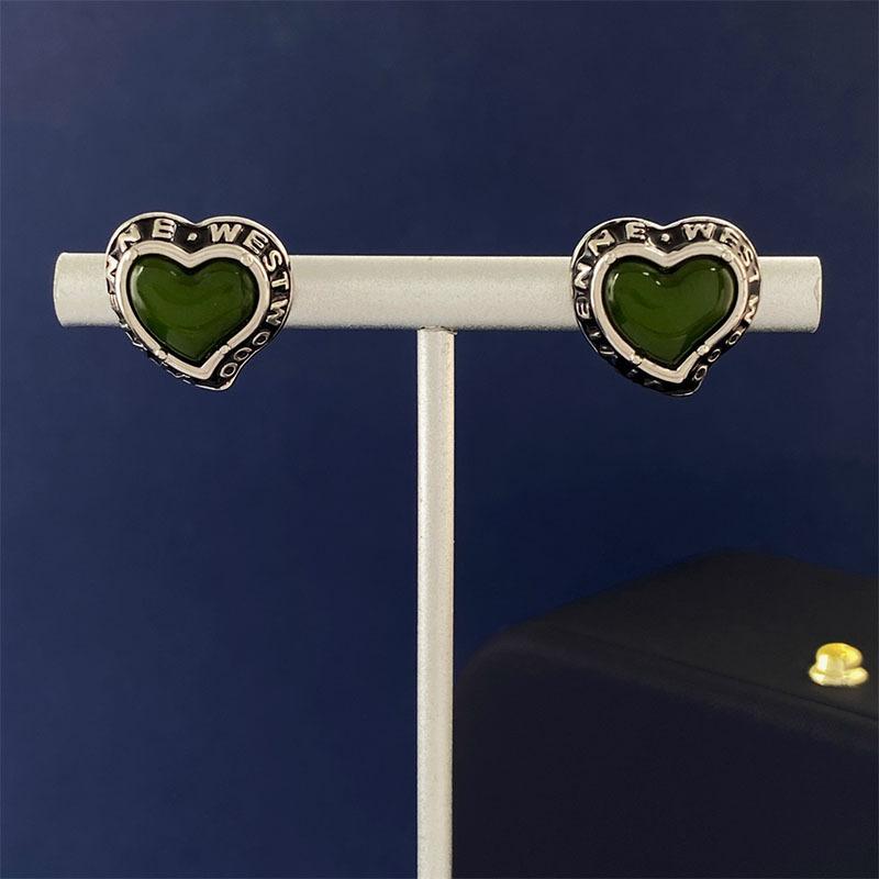 

French Retro Oil Drip Love Stud Earrings Sweet Light Luxury Heart Earrings Commuter Versatile Ins Jewelry